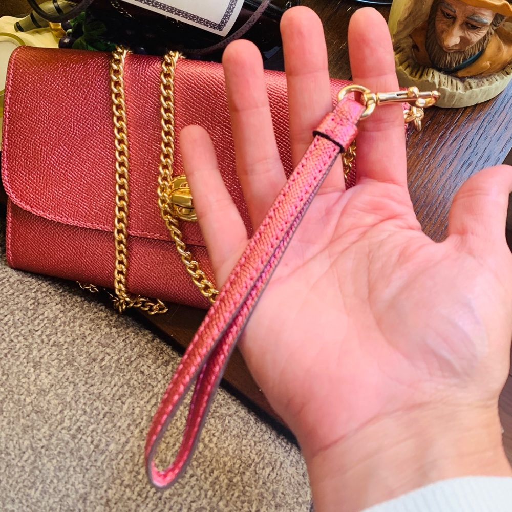 Authentic Coach metallic Crossgrain leather turnlock flap wristlet/Crosby - Picture 4 of 15